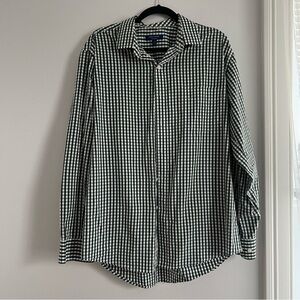 Cole Haan Green and White Checkered Button Down Shirt